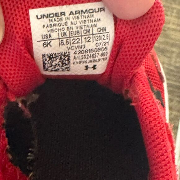Toddler Under Armour BINF Assert 9 AC toddler boys' sneakers, red size 6k - Picture 5 of 5